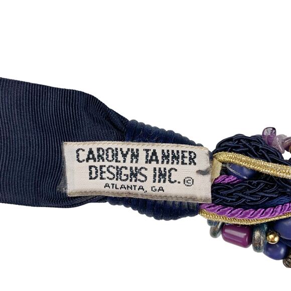 Vintage Carolyn Tanner Designs Belt Beaded Purple Gold Braided Women's One Size - Picture 5 of 8